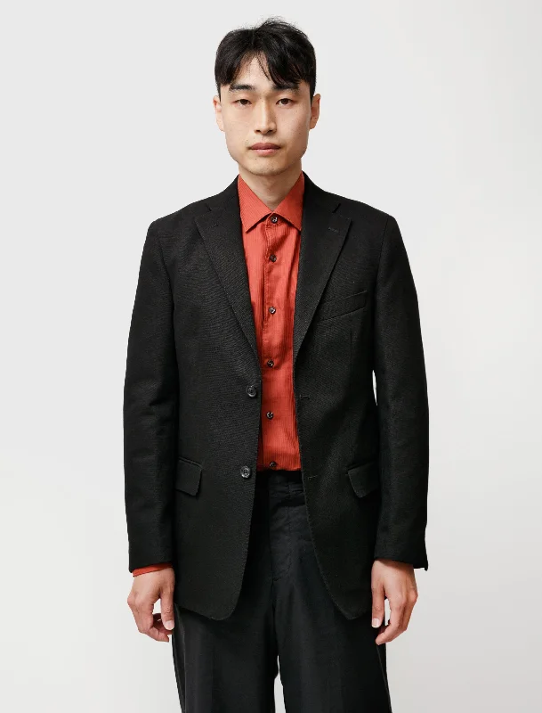 Notch Lapel Jacket Black Canvas