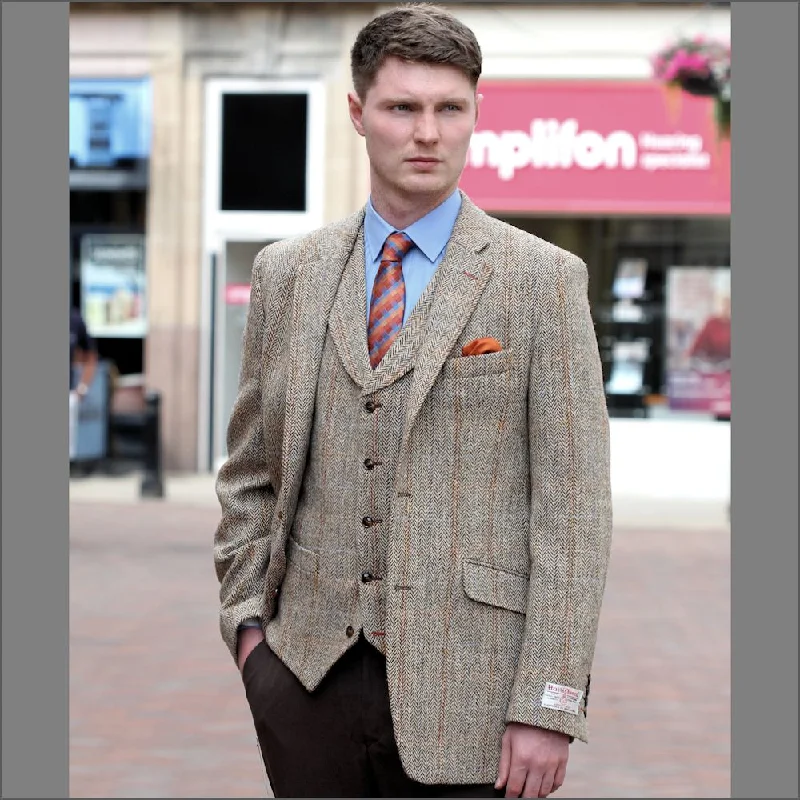 Harris Tweed Lt Fawn Herringbone Check Jacket*