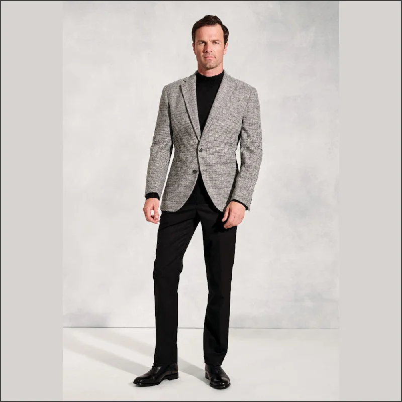 Brook Taverner Tailored Fit Champion Grey Melange Knitted Wool Blend Jacket==