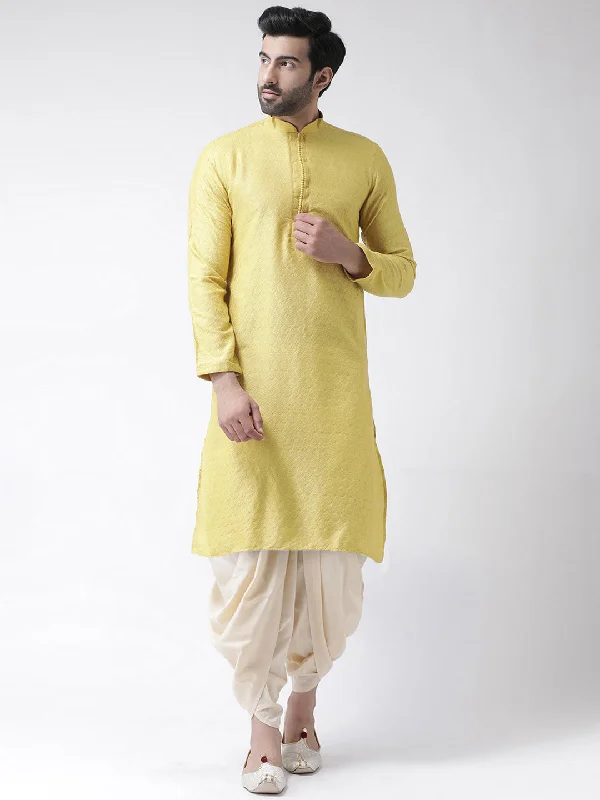 Men's Yellow Kurta Dhoti Pants Set