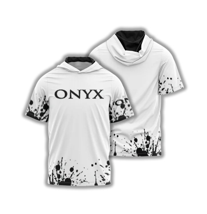 Elite Onyx Men's Shortsleeve Jersey Hoodie - White/Black Splatter