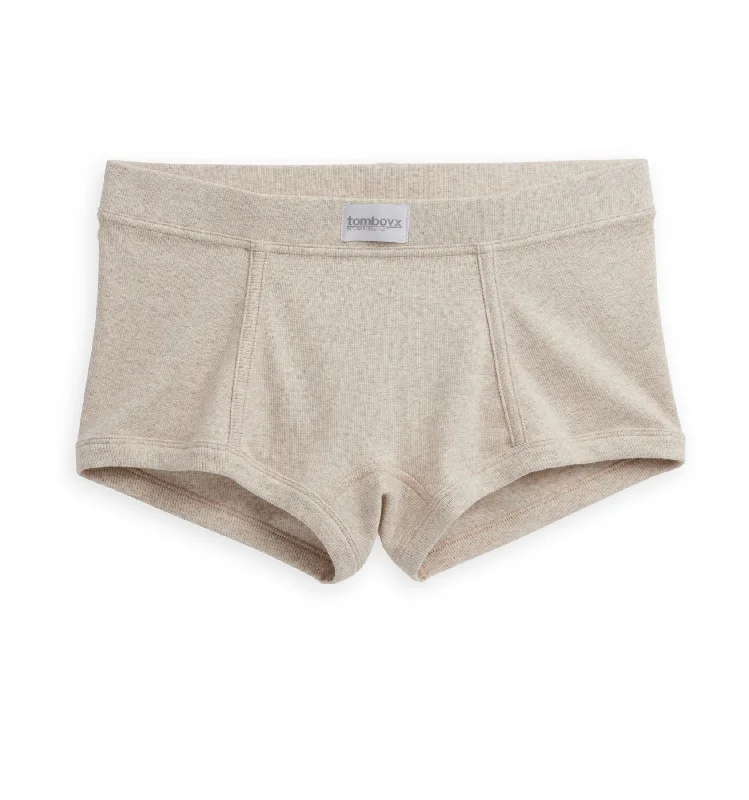 Organic Cotton Rib Boy Shorts - Oatmeal