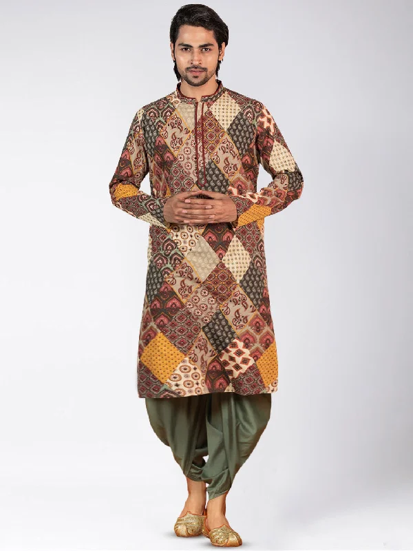 Men's Multi Kurta Dhoti Pants Set