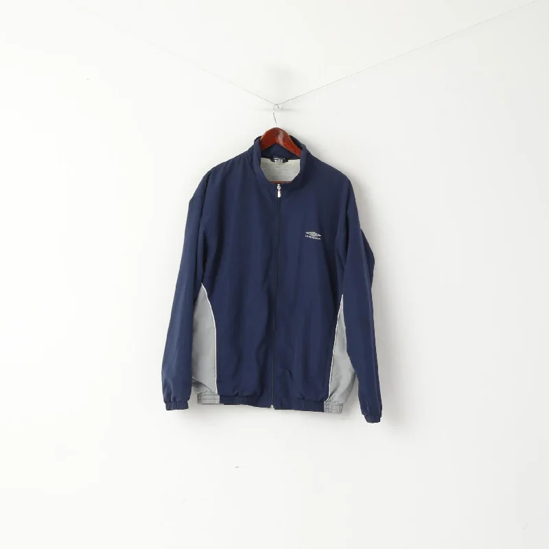 Umbro Men L Jacket Navy Vintage Sportswear Bomber Full Zip Traning Track Top