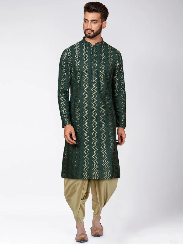 Men's Green Kurta Dhoti Pants Set