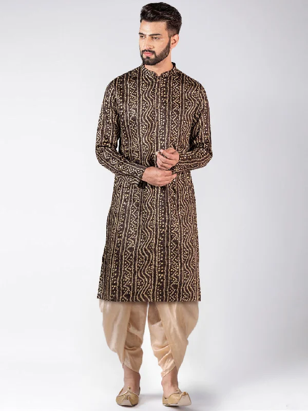 Men's Brown Kurta Dhoti Pants Set