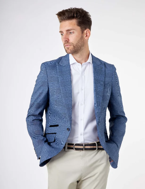 EKON – Blue Price of Wales Check Tailored Suit Jacket