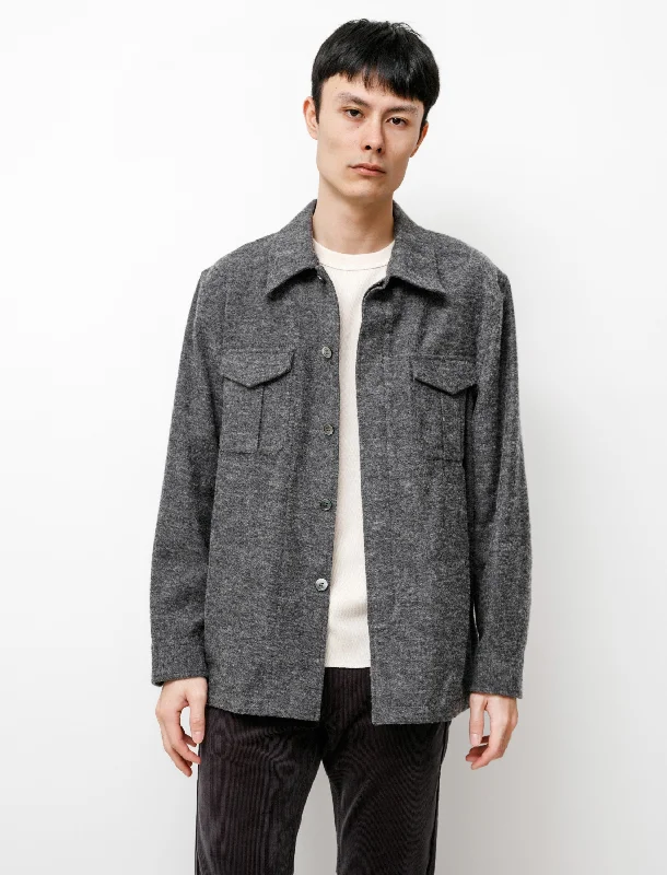 Brushed British Wool Cotton Utility Jacket Charcoal