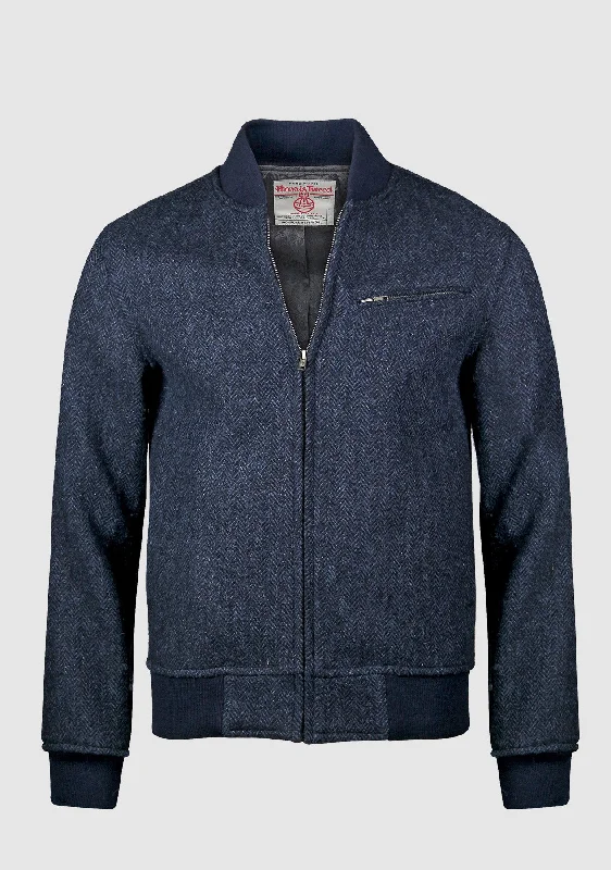 Brandon Baseball Jacket - Navy Herringbone