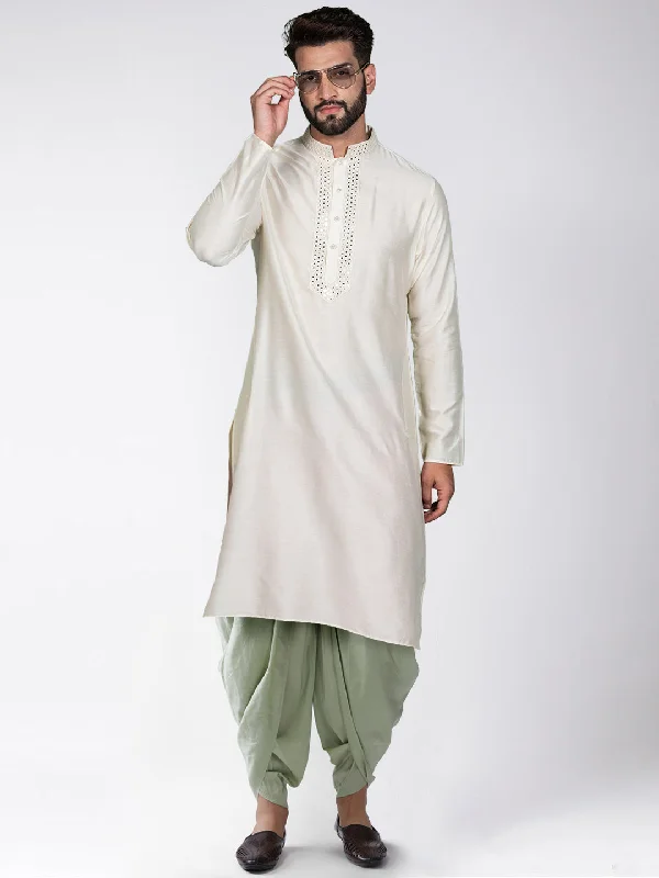 Men's White Kurta Dhoti Pants Set