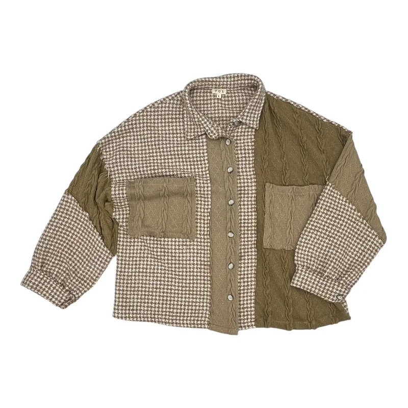 Jacket Shirt By Pol In Brown, Size:L