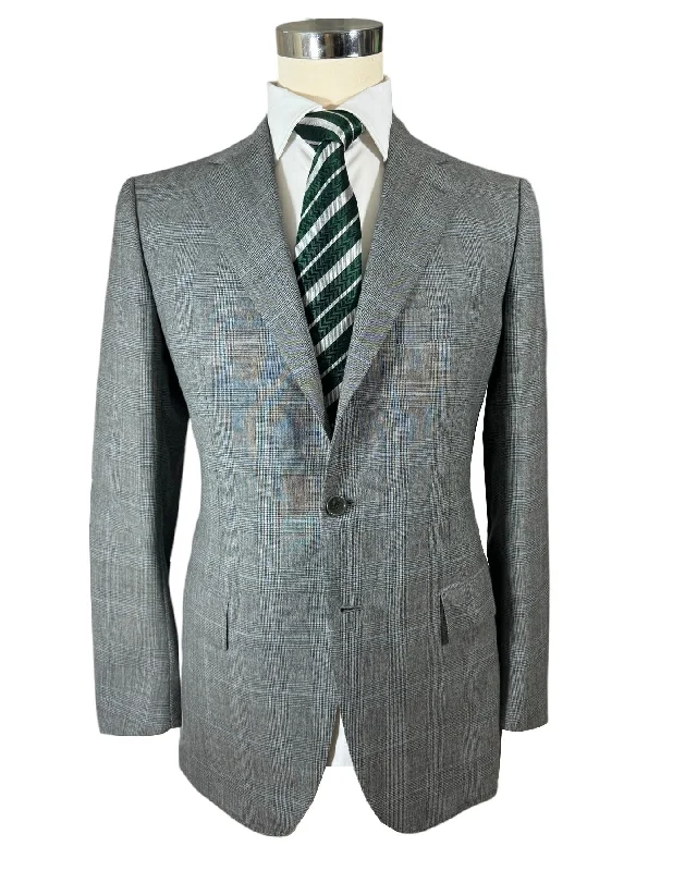 Cesare Attolini Suit Gray Blue Plaid EU 50/ US 40