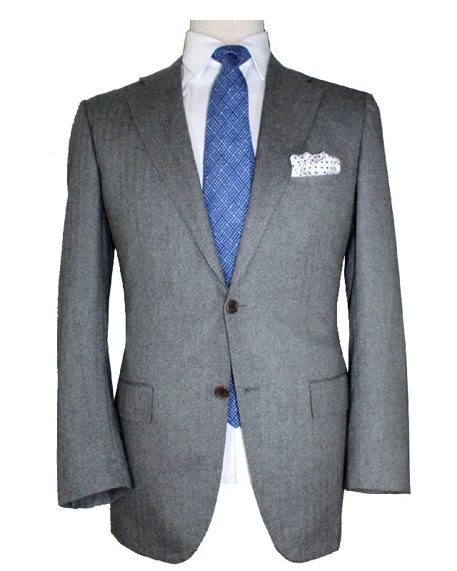 Kiton Cashmere Sport Coat Gray Herringbone - EUR 56/ US 44 R REDUCED SALE