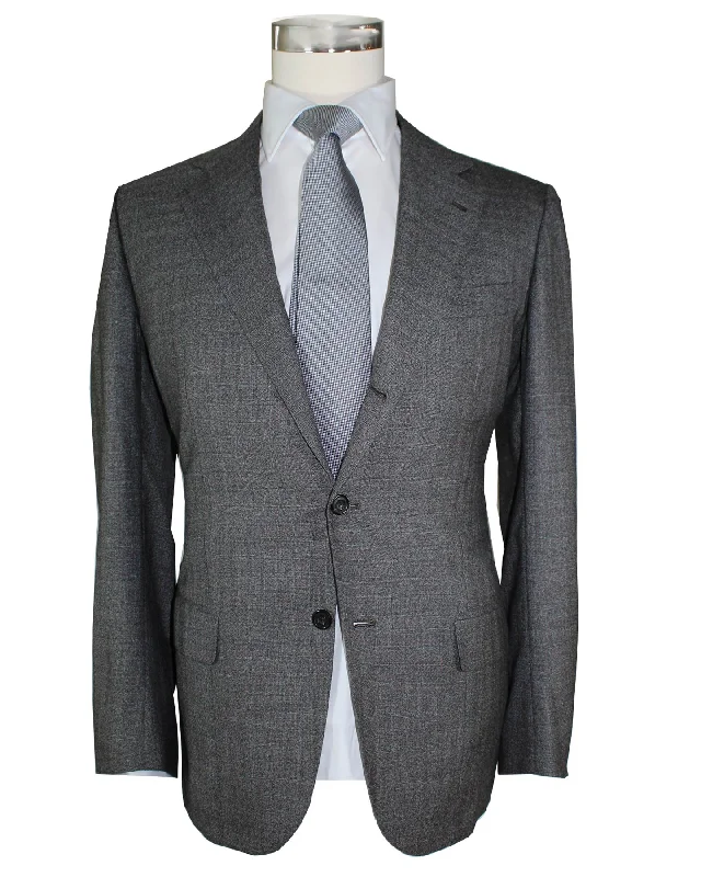 Kiton Cashmere Suit Bespoke Gray Check Plaid EU 46 - US 36 R SALE