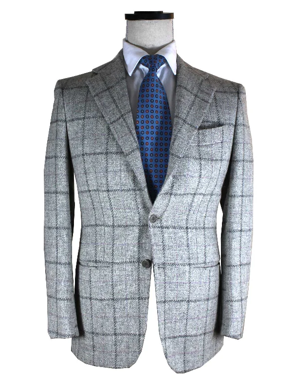 Kiton Sport Coat Gray Windowpane Wool Blazer Cipa 1960 EUR 49/ US 39 REDUCED -SALE