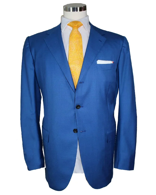 Kiton Suit Blue 14 Micron Wool EU 58 - US 46 L