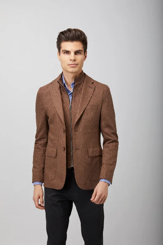 Herringbone Speckled Zip Up Sportcoat