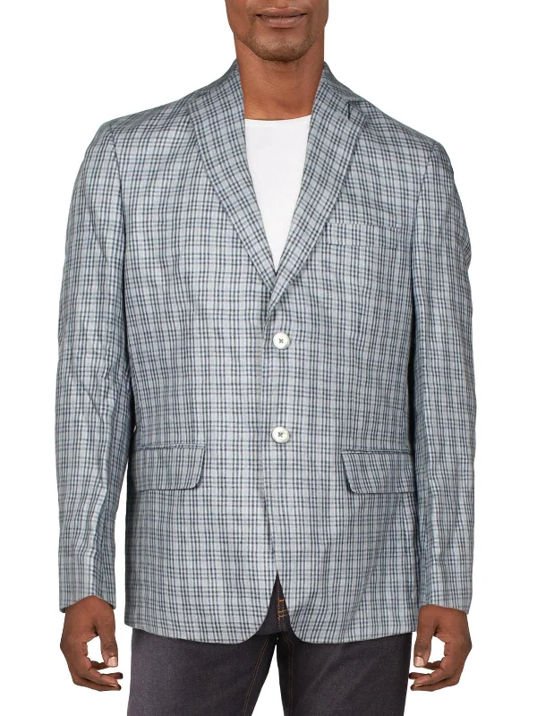 Mens Linen Plaid Sportcoat