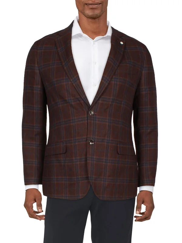 Mens Plaid Modern Fit Two-Button Blazer