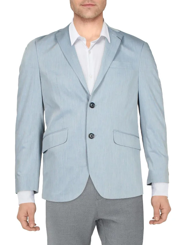 Mens Woven Long Sleeves Two-Button Blazer