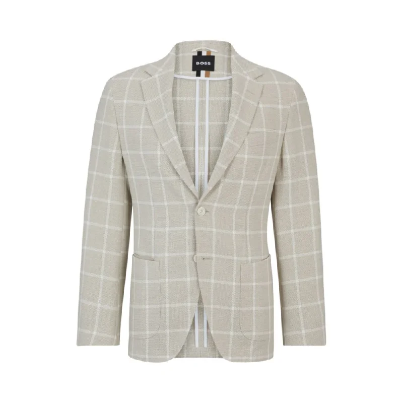 Regular-fit jacket in a checked cotton blend